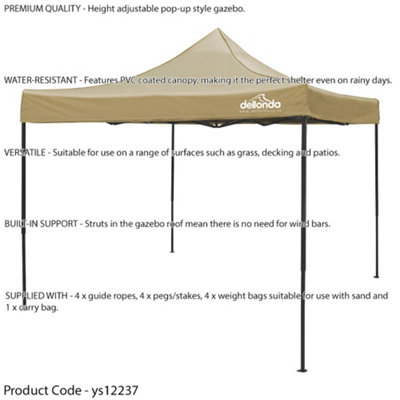 3x3m Pop-Up Gazebo & Side Walls Set BEIGE - Strong Outdoor Garden Pavillion Tent