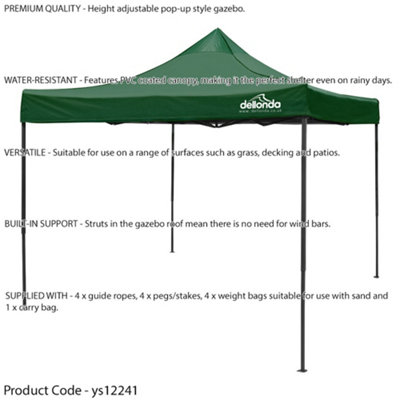 3x3m Pop-Up Gazebo & Side Walls Set GREEN - Strong Outdoor Garden Pavillion Tent