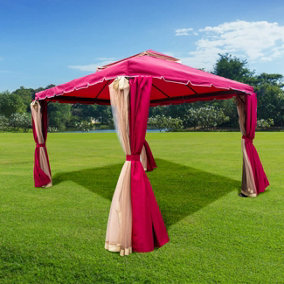 3x3x2.75m Red Gazebo with Nets Aluminium Frame and Powder coated Steel Roof