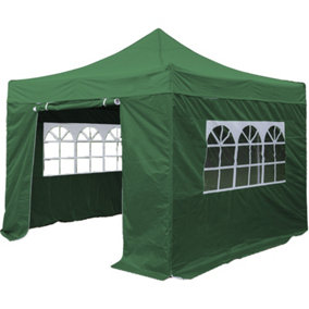 3x4.5m Pop-Up Gazebo & Side Walls Set GREEN Strong Outdoor Garden Pavillion Tent