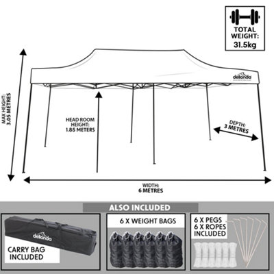 3x6m Pop-Up Gazebo & Side Walls Set BEIGE - Strong Outdoor Garden Pavillion Tent