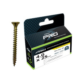 4.0mm x 25mm No.6093/PP Perry Pro Multi-Purpose Wood Screws - Pozi Head - DIY Pack of 40