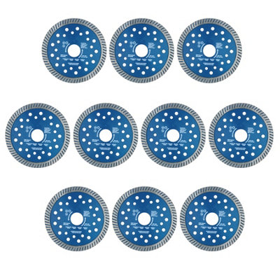 4-1/2in Dry and Wet Turbo Cutting Disc for Porcelain Ceramic Granite Marble 10pk