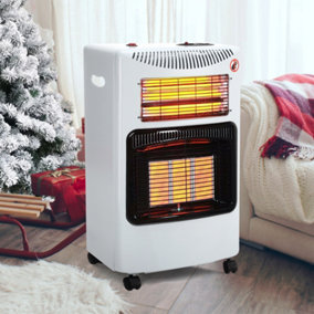 4.2kw White Indoor Mobile Freestanding Ceramic Infrared Heating Gas Heater with Wheels 3 Heat Setting