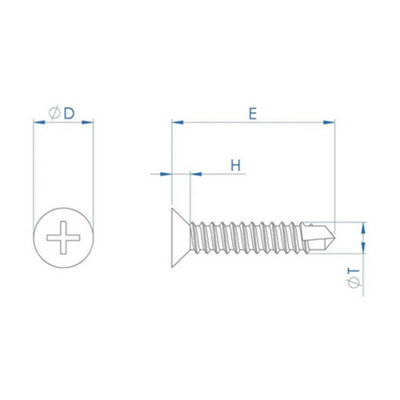 4.2mm x 16mm Countersunk Self Drilling Tekking Screws Zinc Plated Fixing For Windows Roofing Pack of 20