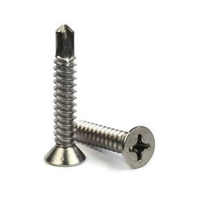 4.2mm x 19mm Countersunk Self Drilling Tekking Screws Zinc Plated Fixing For Windows Roofing Pack of 100