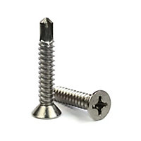 4.2mm x 32mm Countersunk Self Drilling Tekking Screws Zinc Plated Fixing For Windows Roofing Pack of 10