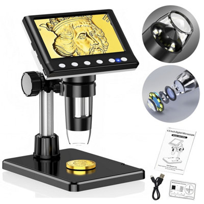 4.3 Inch LCD Digital Microscope, 1000X Magnification USB Coin ...