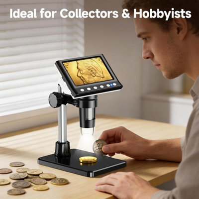 4.3 Inch LCD Digital Microscope, 1000X Magnification USB Coin ...