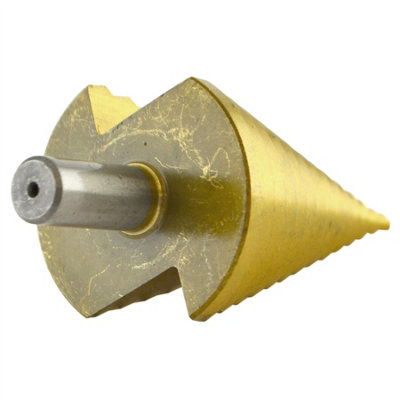 4-32mm Titanium Nitride Coated Step Cone Drill Bit – Spiral Shank, 10mm Diameter