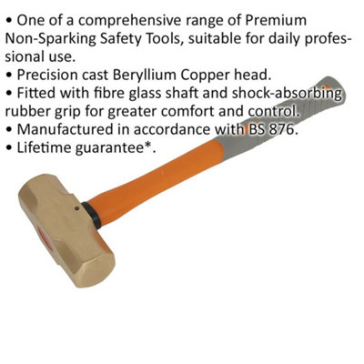 2.2lb Non-Sparking Sledge Hammer With Shock Absorbing Grip And Fiberglass Shaft~5056524291696 04c Mp - View #3
