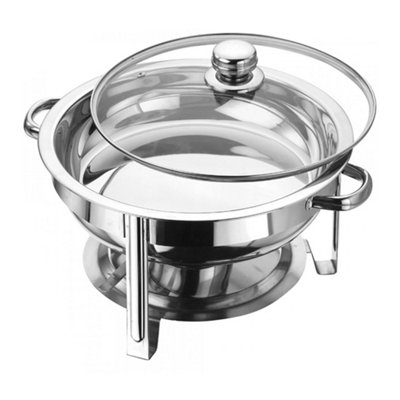 4.5 Ltr Stainless Steel Chafing Dish Set Serving Occasion Tempered Glass Lid & Easy Grip Handles Food Warmer Buffet Server