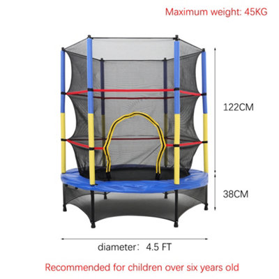 4.5FT Kids Mini Trampoline with Safety Enclosure - 6