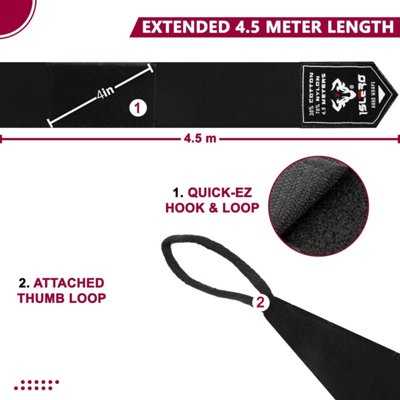 4.5m Boxing Hand Wraps Inner Gloves Elasticated Fabric Thumb Loop ...