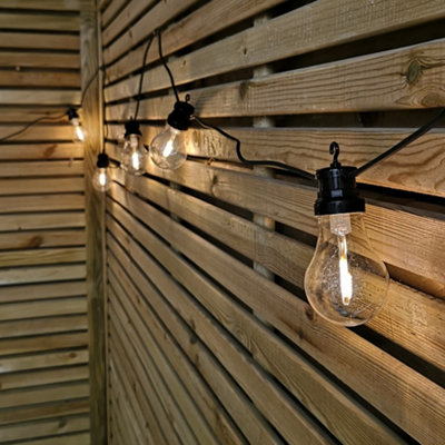 4.5m Set of 10 Connectable Festoon Bulb Lights in Warm White with Timer ...