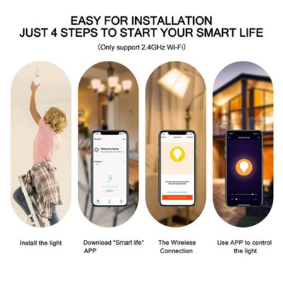 4.5W E14 LED Bulb Base Smart WIFI RGB + White + Warm White 4.5W LED Candle 6000K-3000K, RGB Colour LED Bulb, for Kitchen, Bedroom