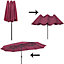 4.6M Garden Outdoor Double Sided Parasol Umbrella Patio Sun Shade Crank No Base, Wine Red