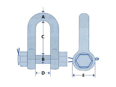4.75 Ton Safety Pin Galvanised Dee Shackle - 4750KG Upset Forged Tested Certified - 5