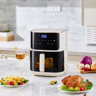 4.7L Air Fryer with Touch Screen and Timer Kitchen Air Fryer in White