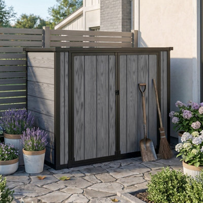 4.7x2.5ft Garden Tool Bicycle Storage Shed PP Storage Shed in Grey
