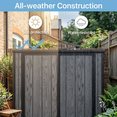 4.7x2.5ft Garden Tool Bicycle Storage Shed PP Storage Shed in Grey