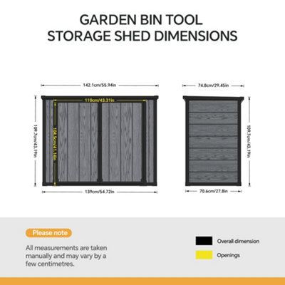 4.7x2.5ft Garden Tool Bicycle Storage Shed PP Storage Shed in Grey