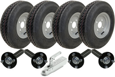 2,000 Lb. Capacity Complete Axle Kit - 4-Bolt Hubs - 65" Hub Face Fits 51 To 57 Wide Trailer Frame