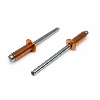 4.8mm x 10mm - Pack of 100 - ISO 16582 - Copper Blind Pop Rivet Dome ...