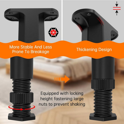 4 adjustable bed frame support legs 8.3 inches 14 inches , heavy duty ...