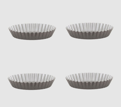 4 Air Fryer Mini Round Flan Dishes Fluted Edge Non Stick Quiche Tart Baking Tin - 5