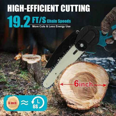 4 and 6 inch cordless electric chainsaw, handheld wood cutter, 2 into ...
