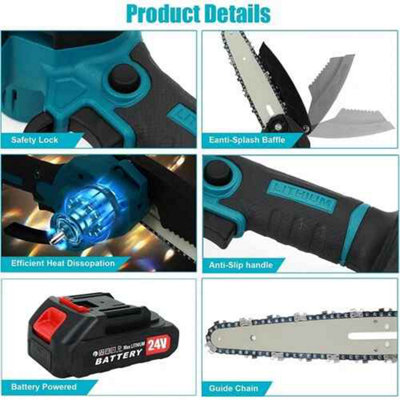 4 and 6 inch cordless electric chainsaw, handheld wood cutter, 2 into ...