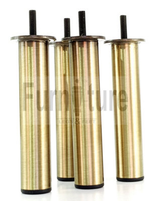 4 Antique Brass Replacment Metal Legs 150mm High Round Tapered Brushed Brass Feet M8 Couch Chairs Sofa Footstool Bed