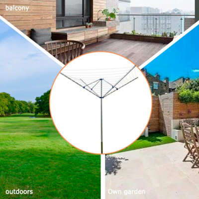 Arm 50M Aluminium Rotary Airer Washing Line With Garden