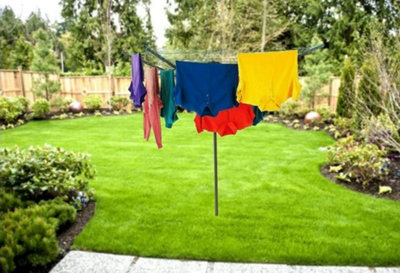 Rotating Washing Line Outdoors Garden Clothes Dryer 4 Arms Spike Cover 40m  line
