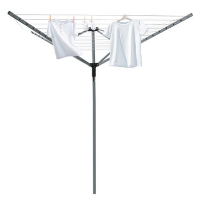 4 Arm 60M Heavy Duty Rotary Airer Washing Line Garden Outdoor Laundry Drying Folding Clothes Dryer With Ground Spike Cover DIY at B Q