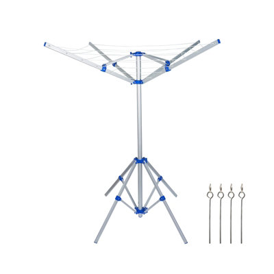 4 Arm Foldable Clothes Airer Drying Rack - Free Standing Rotary Washing ...