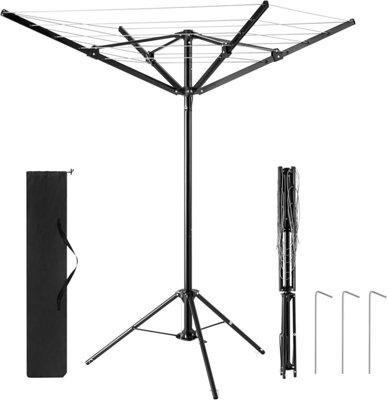 4 Arm Rotary Washing Line Freestanding Portable Airer Foldable Laundry Dryer 16m