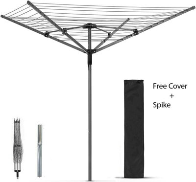4 Arm Silver Effect Rotary Dryer Airer 40M Outdoor Garden