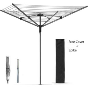 4 Arm Silver Effect Rotary Dryer Airer 40M Outdoor Garden