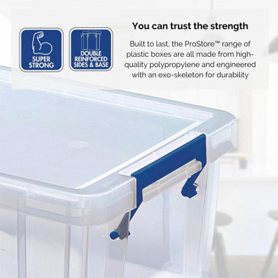 4 BANKERS BOX 10L Clear Plastic Storage Box with Lid Super Strong Plastic Box 140 x 340 x 215mm Pack of 4