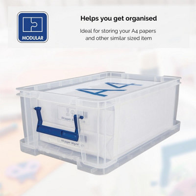 4 BANKERS BOX 10L Clear Plastic Storage Box with Lid Super Strong Plastic Box 140 x 340 x 215mm Pack of 4