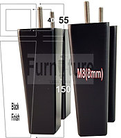 4 Black Solid Wood Furniture Legs Square Settee Feet 150mm High Sofa Chair Bed M8 SOF3210