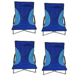 4 Blue Nalu Folding Low Seat Beach Chair Camping Chairs