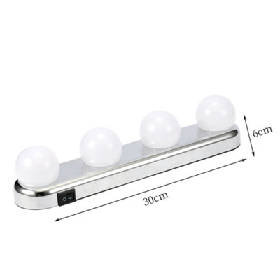 4 Bright Bulbs LED Vanity Light Battery Wireless Vanity Mirror Suction Cup Use Bathroom Light Fixtures