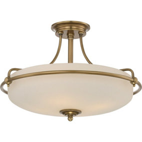 4 Bulb Semi Flush Light Weathered Brass LED E27 100W Bulb