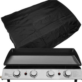 4 Burner Portable Flat Top Plancha Grill & Cover Set - Stainless Steel Camping