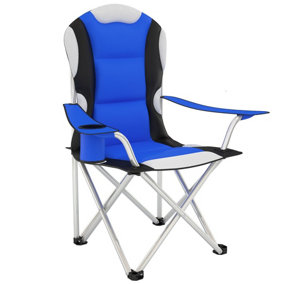 4 Camping chairs - padded - blue