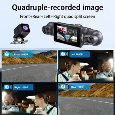 4 Channel WiFi 360 4K Dash Cam Front Rear Inside Car Camera 1080P