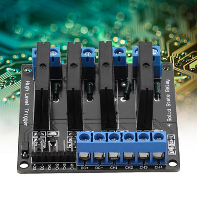 4 Channels Solid State Relay Module DC-AC 5V High Level Trigger with Fuse 2A